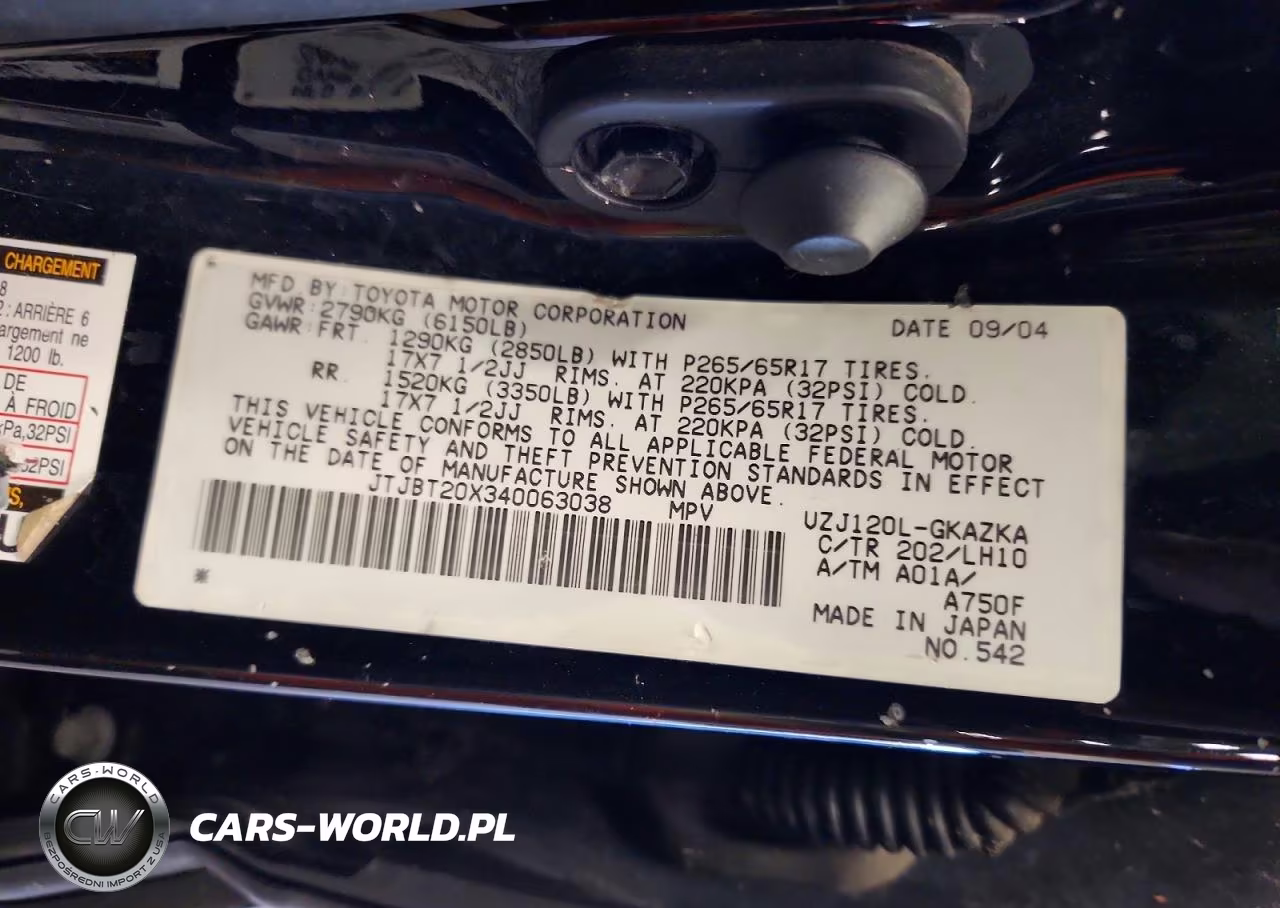 2004 Lexus Gx 470 VIN:JTJBT20X340063038 - 13
