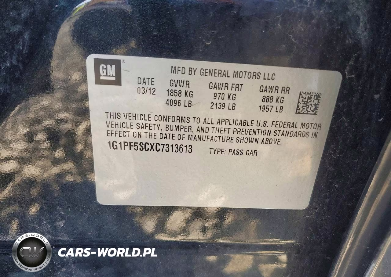 2012 Chevrolet Cruze Lt VIN:1G1PF5SCXC7313613 - 12