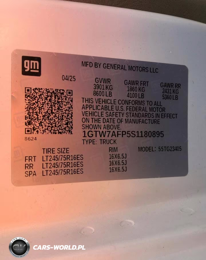 2025 GMC Savana G2500 VIN:1GTW7AFP5S1180895 - 5
