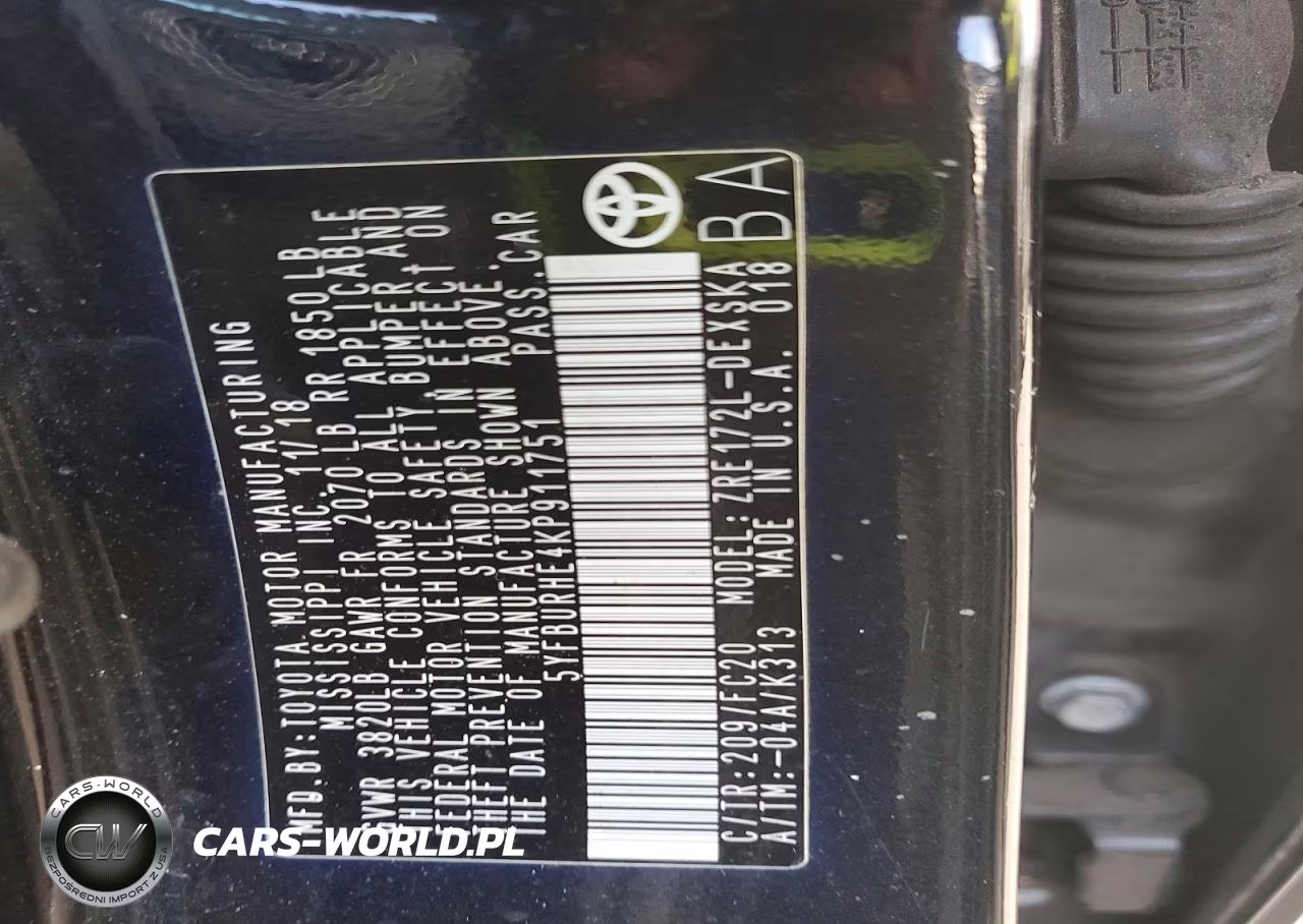 2019 Toyota Corolla Se VIN:5YFBURHE4KP911751 - 12