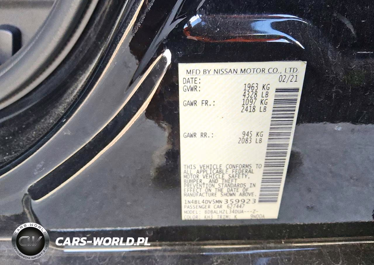 2021 Nissan Altima Sv VIN:1N4BL4DV5MN359923 - 12