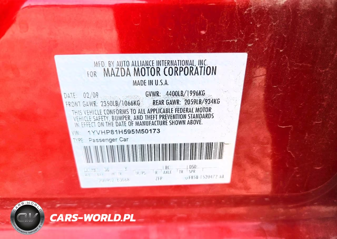 2009 Mazda 6 I VIN:1YVHP81H595M50173 - 12
