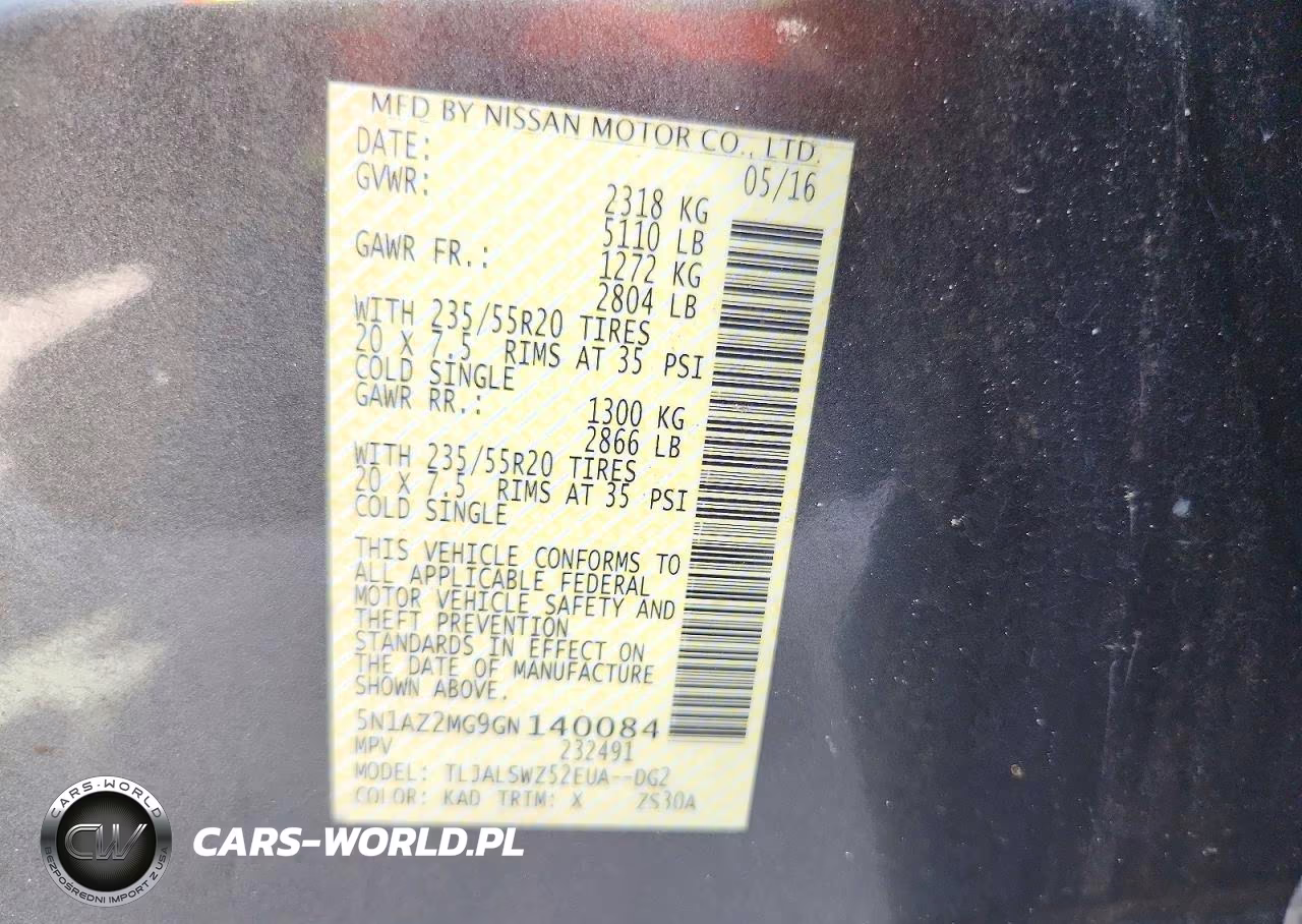 2016 Nissan Murano Platinum VIN:5N1AZ2MG9GN140084 - 14