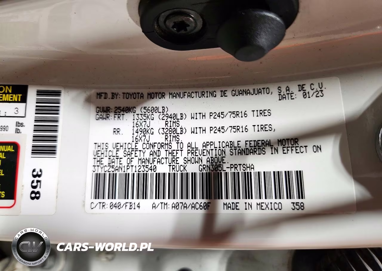 2023 Toyota Tacoma Sr V6 VIN:3TYCZ5AN1PT123540 - 12