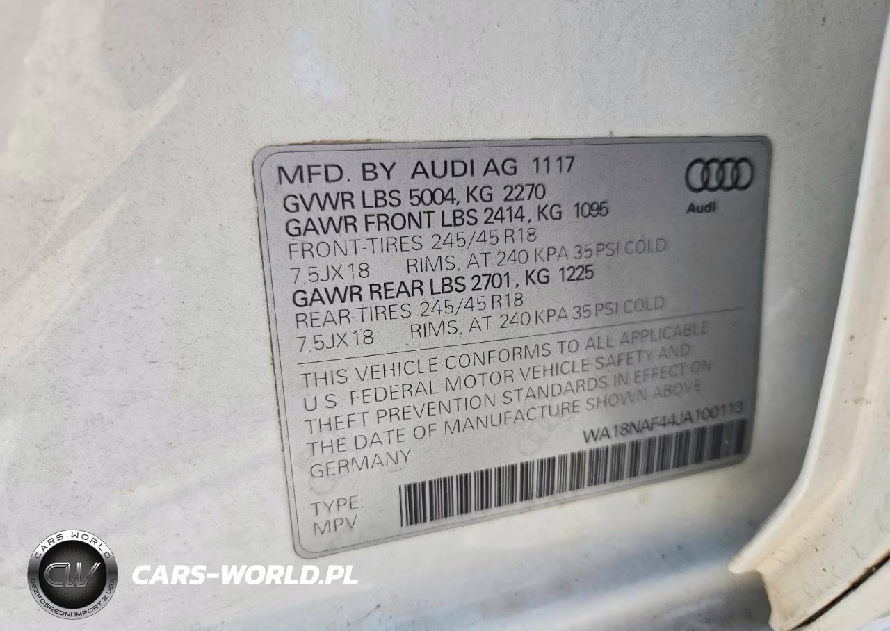 2018 Audi A4 Allroad Premium Plus VIN:WA18NAF44JA100113 - 12