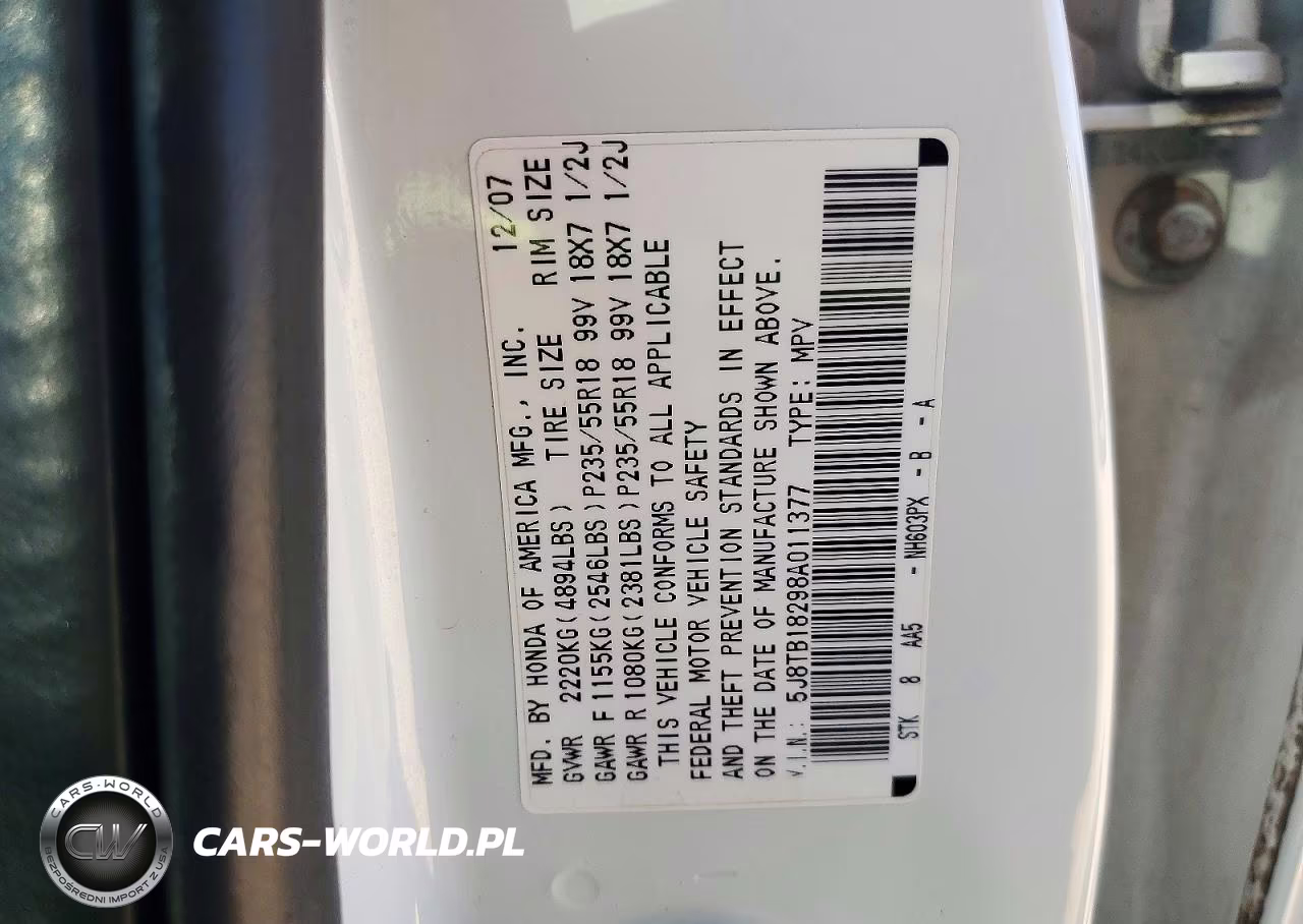 2008 Acura Rdx VIN:5J8TB18298A011377 - 13