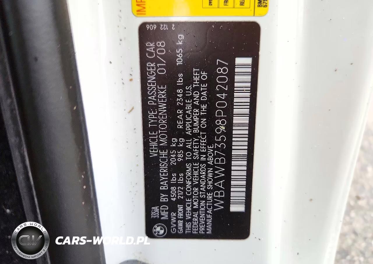 2008 BMW 335 I VIN:WBAWB73598P042087 - 12