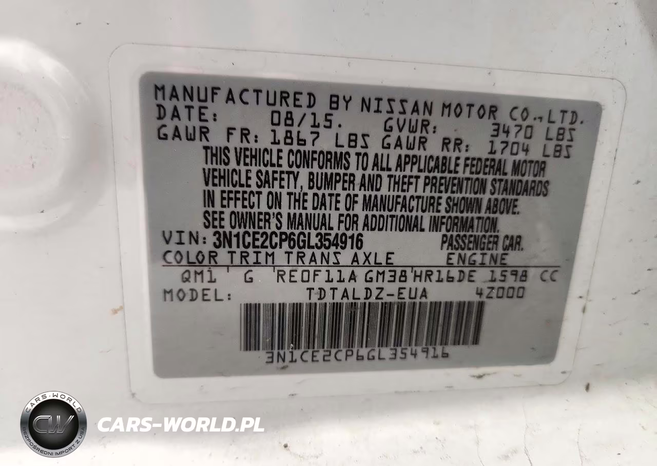 2016 Nissan Versa Note Sv VIN:3N1CE2CP6GL354916 - 12