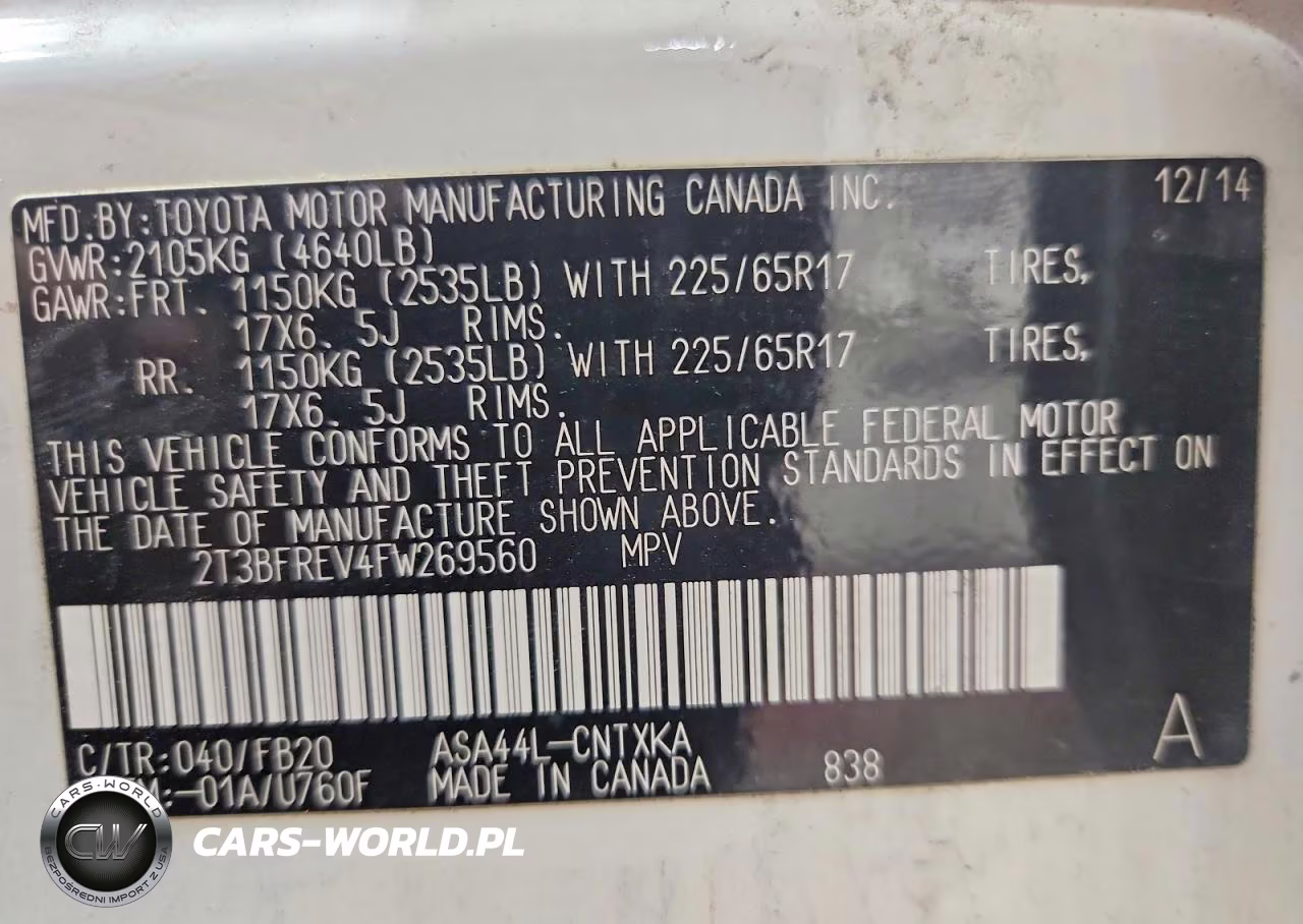 2015 Toyota Rav4 Le VIN:2T3BFREV4FW269560 - 13