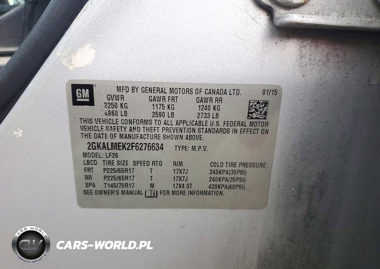 2015 GMC Terrain Sle VIN:2GKALMEK2F6276634 - 13