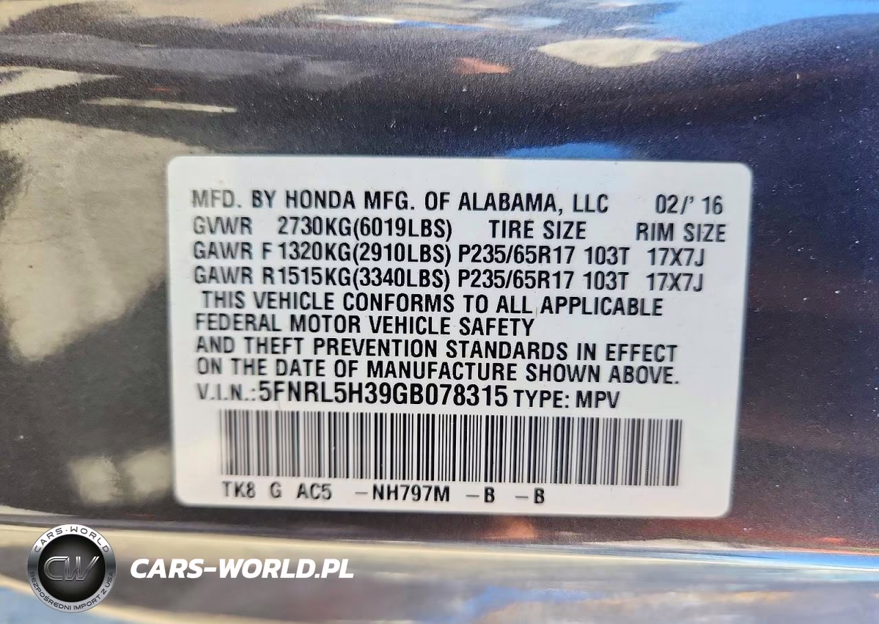 2016 Honda Odyssey Se VIN:5FNRL5H39GB078315 - 13