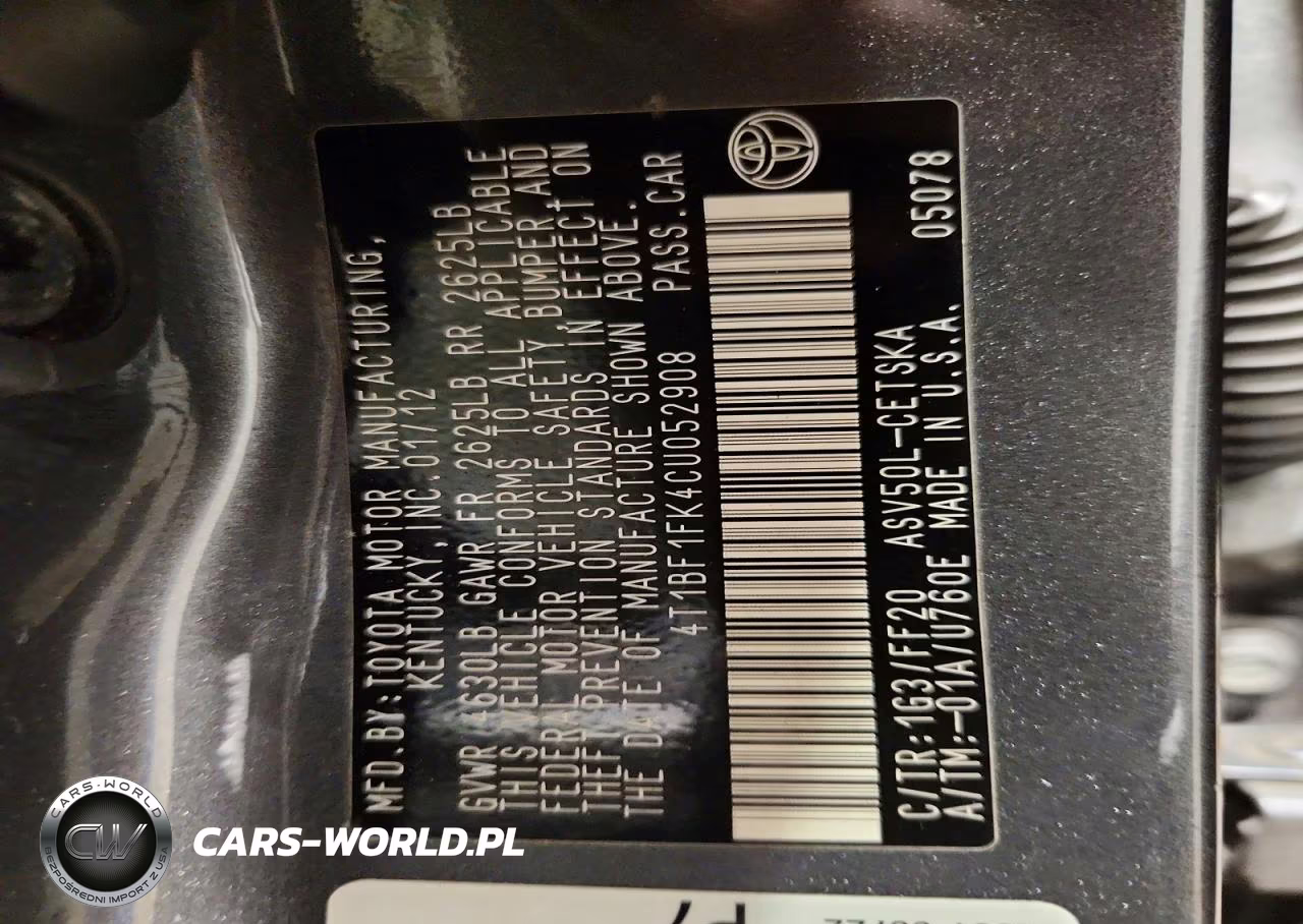 2012 Toyota Camry Se VIN:4T1BF1FK4CU052908 - 12