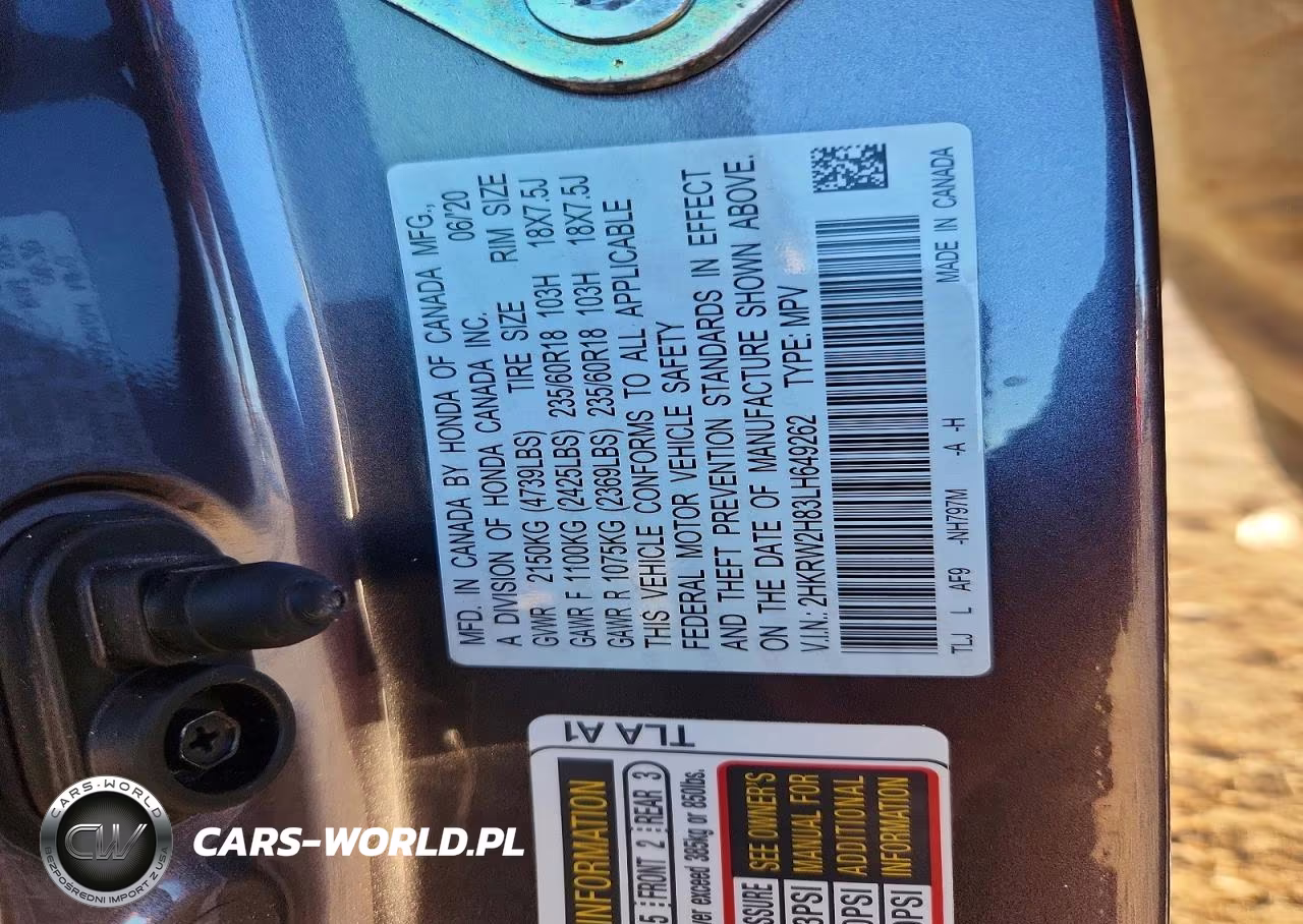 2020 Honda Cr-V Exl VIN:2HKRW2H83LH649262 - 13