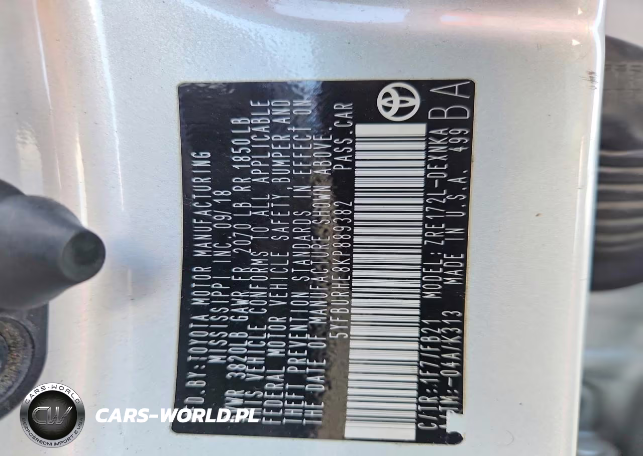 2019 Toyota Corolla L VIN:5YFBURHE8KP889382 - 12