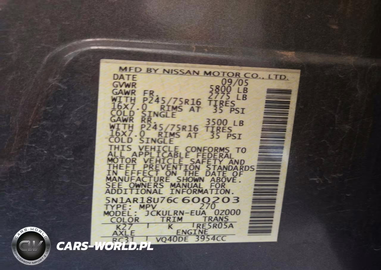 2006 Nissan Pathfinder S VIN:5N1AR18U76C600203 - 13