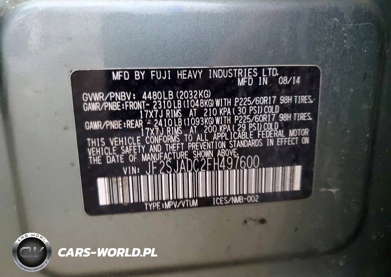 2015 Subaru Forester 2.5I Premium VIN:JF2SJADC2FH497600 - 13