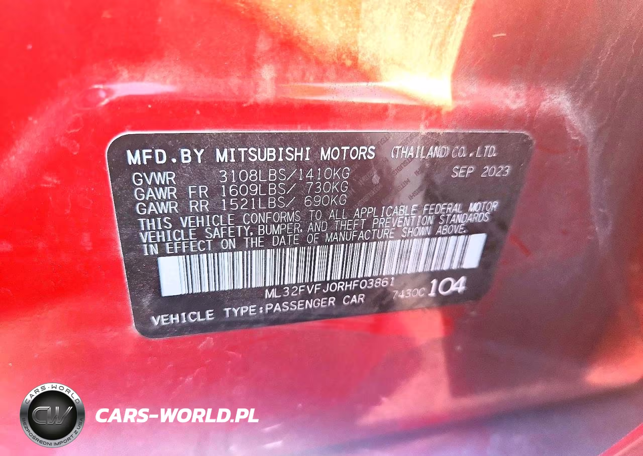 2024 Mitsubishi Mirage G4 Se VIN:ML32FVFJ0RHF03861 - 12