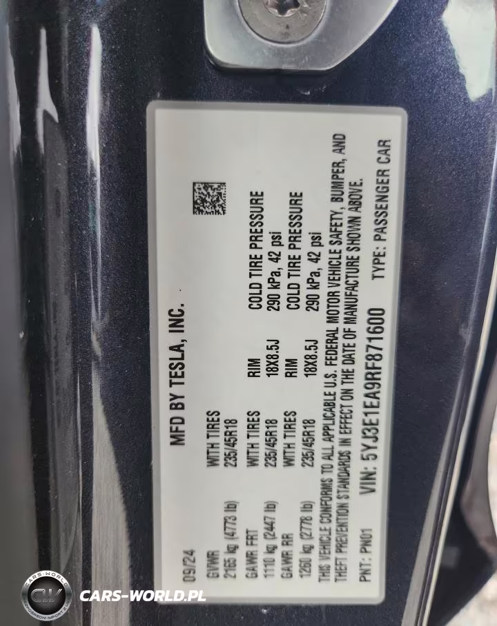 2024 Tesla Model 3 VIN:5YJ3E1EA9RF871600 - 12