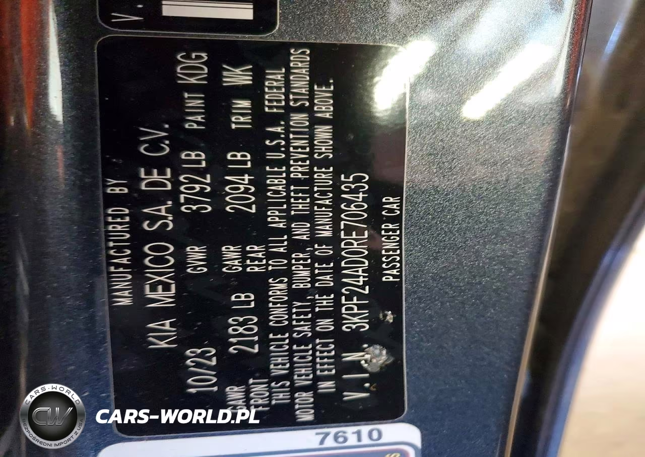 2024 Kia Forte Lxs VIN:3KPF24AD0RE706435 - 13