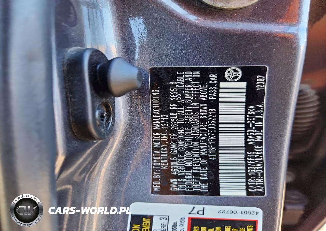 2014 Toyota Camry Se VIN:4T1BF1FK7EU352218 - 12