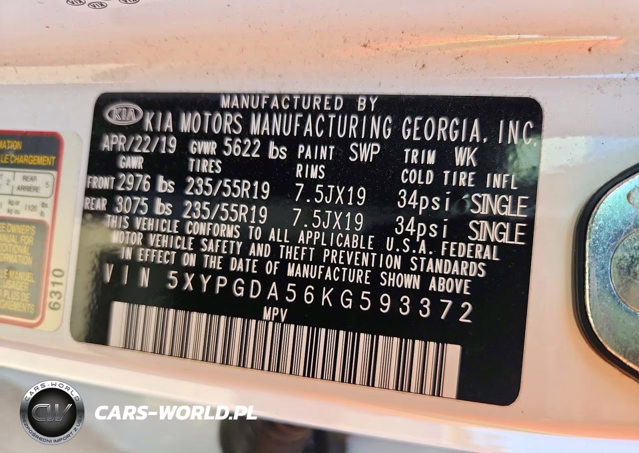 2019 Kia Sorento S V6 VIN:5XYPGDA56KG593372 - 13