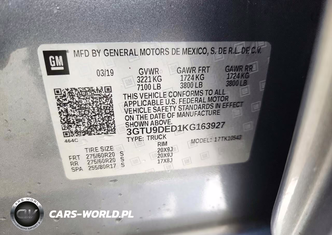 2019 GMC Sierra K1500 Slt VIN:3GTU9DED1KG163927 - 12