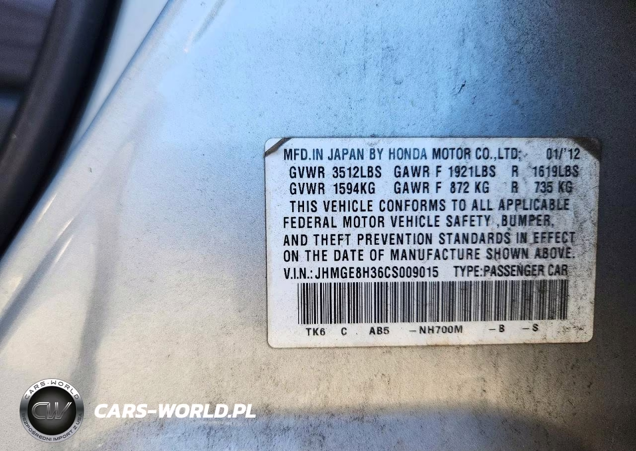 2012 Honda Fit VIN:JHMGE8H36CS009015 - 13