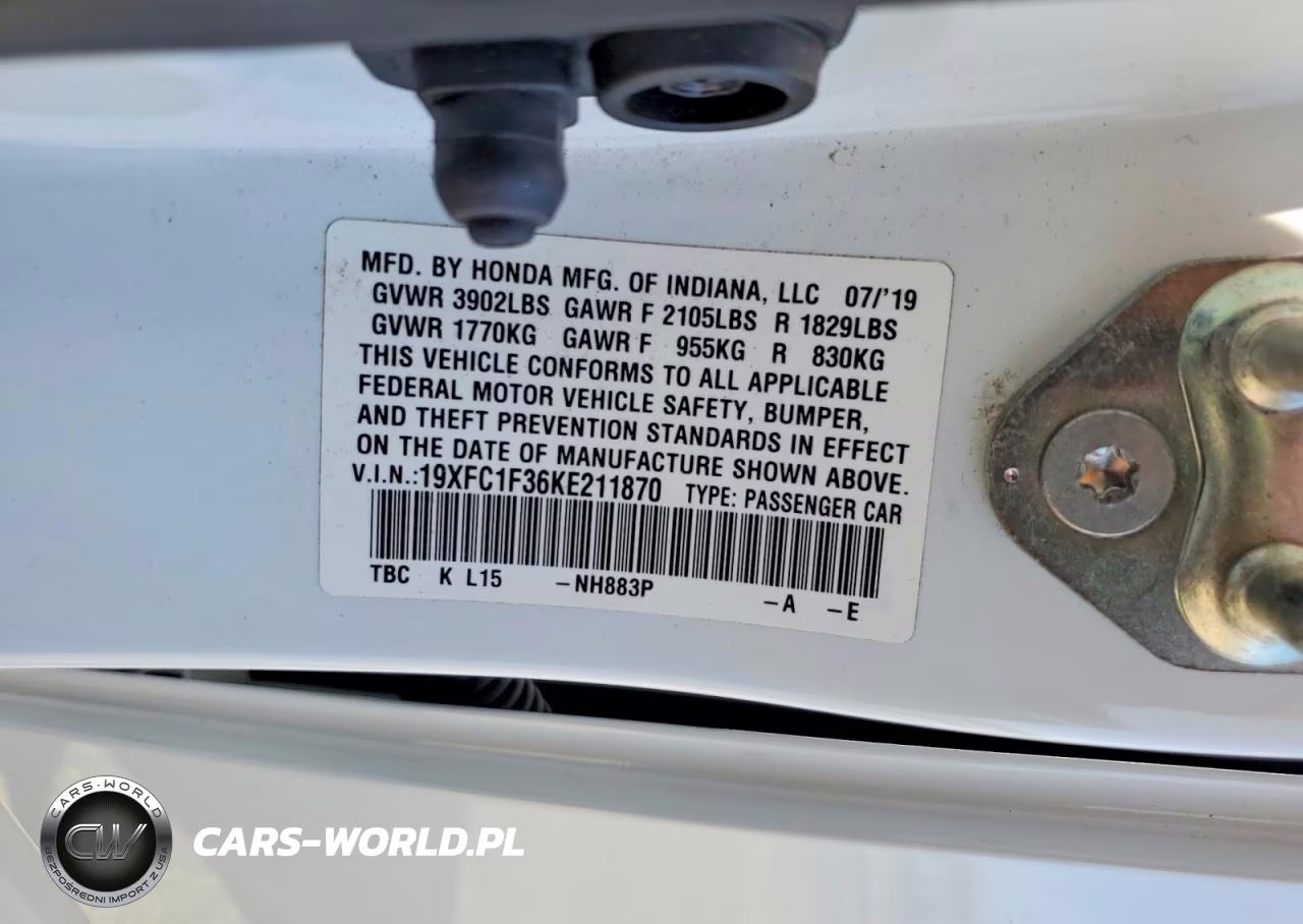 2019 Honda Civic Ex VIN:19XFC1F36KE211870 - 13