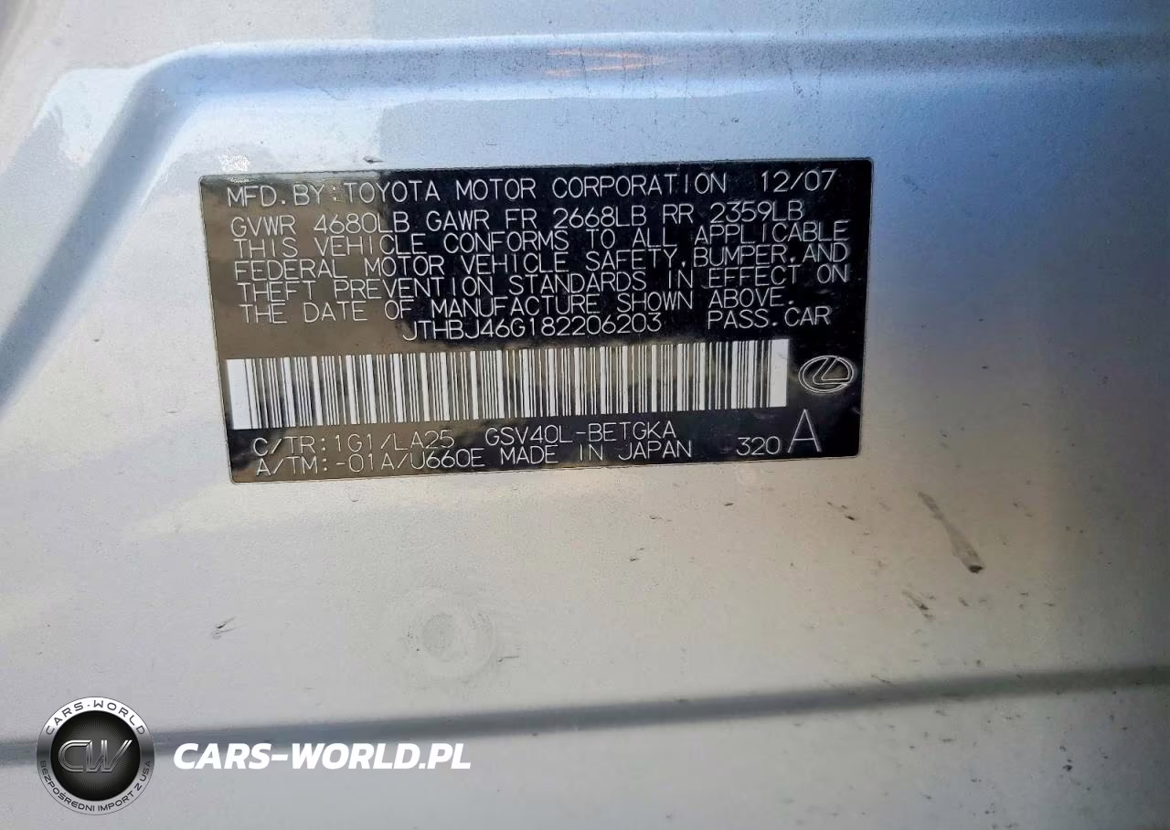 2008 Lexus Es 350 VIN:JTHBJ46G182206203 - 13