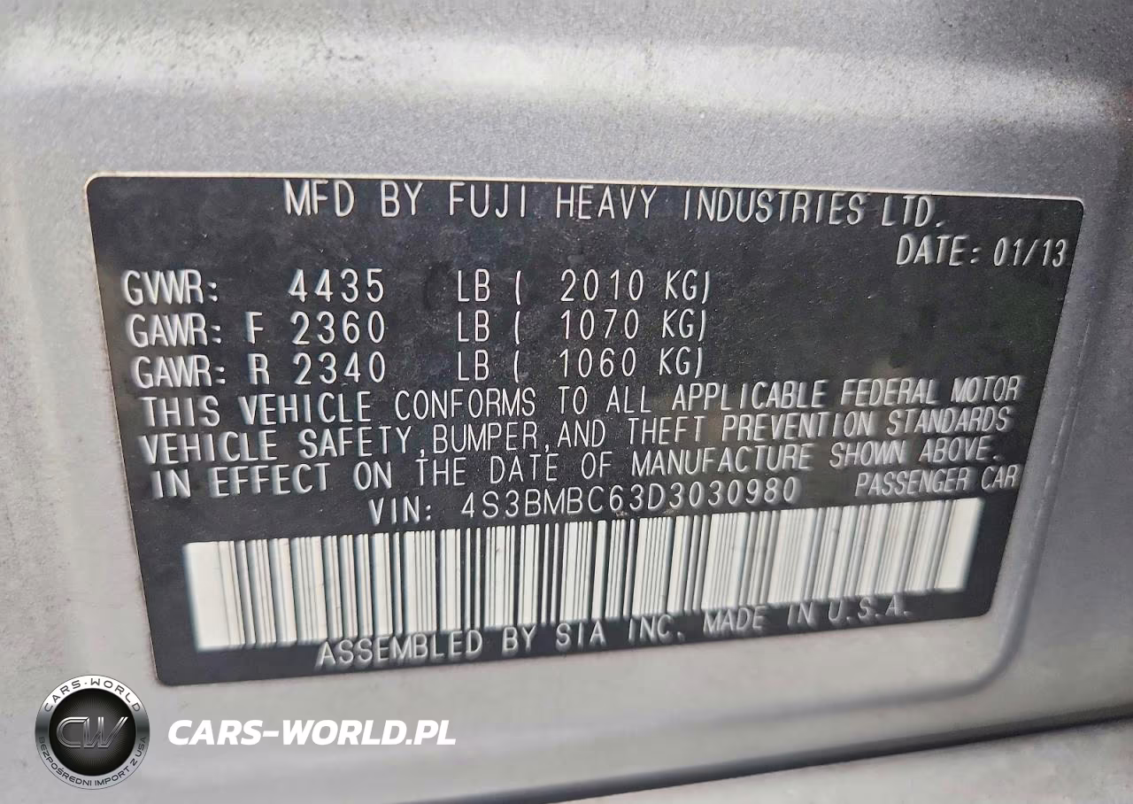 2013 Subaru Legacy 2.5I Premium VIN:4S3BMBC63D3030980 - 12