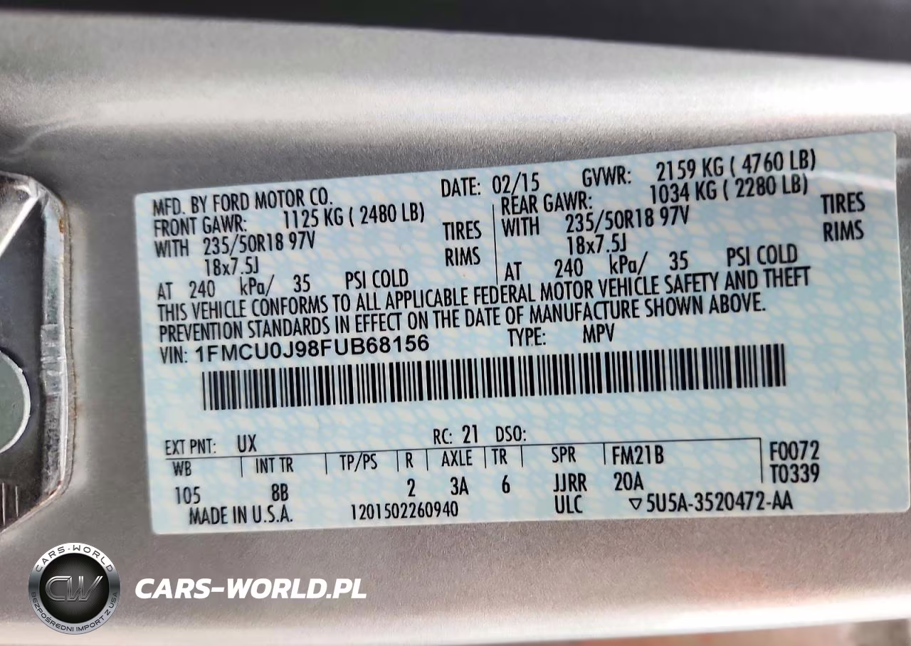 2015 Ford Escape Titanium VIN:1FMCU0J98FUB68156 - 14