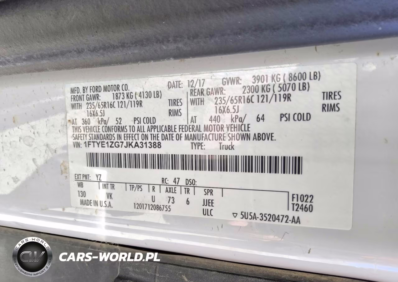 2018 Ford Transit T-150 VIN:1FTYE1ZG7JKA31388 - 13