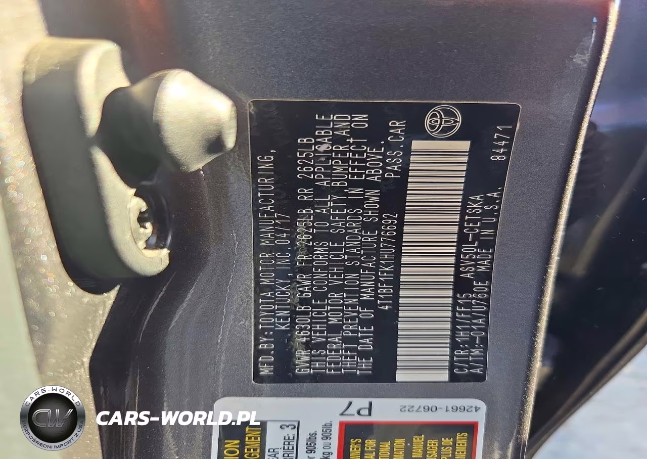 2017 Toyota Camry Se VIN:4T1BF1FK1HU776692 - 12