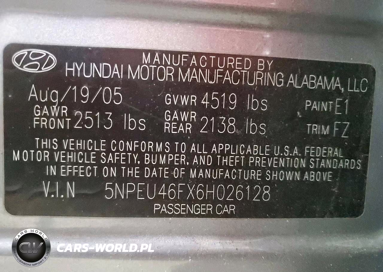 2006 Hyundai Sonata Gls V6 VIN:5NPEU46FX6H026128 - 12