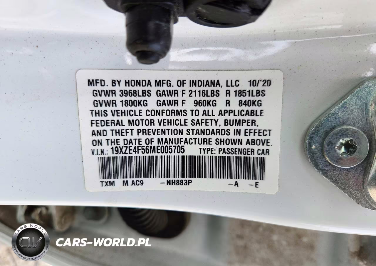 2021 Honda Insight Ex VIN:19XZE4F56ME005705 - 12