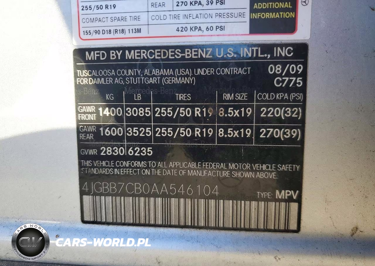 2010 Mercedes-Benz Ml 550 4Matic VIN:4JGBB7CB0AA546104 - 13