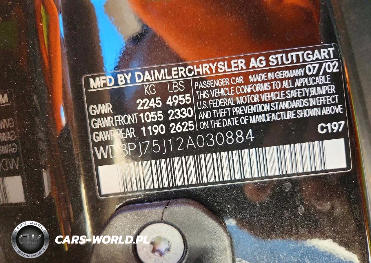 2002 Mercedes-Benz Cl 500 VIN:WDBPJ75J12A030884 - 12