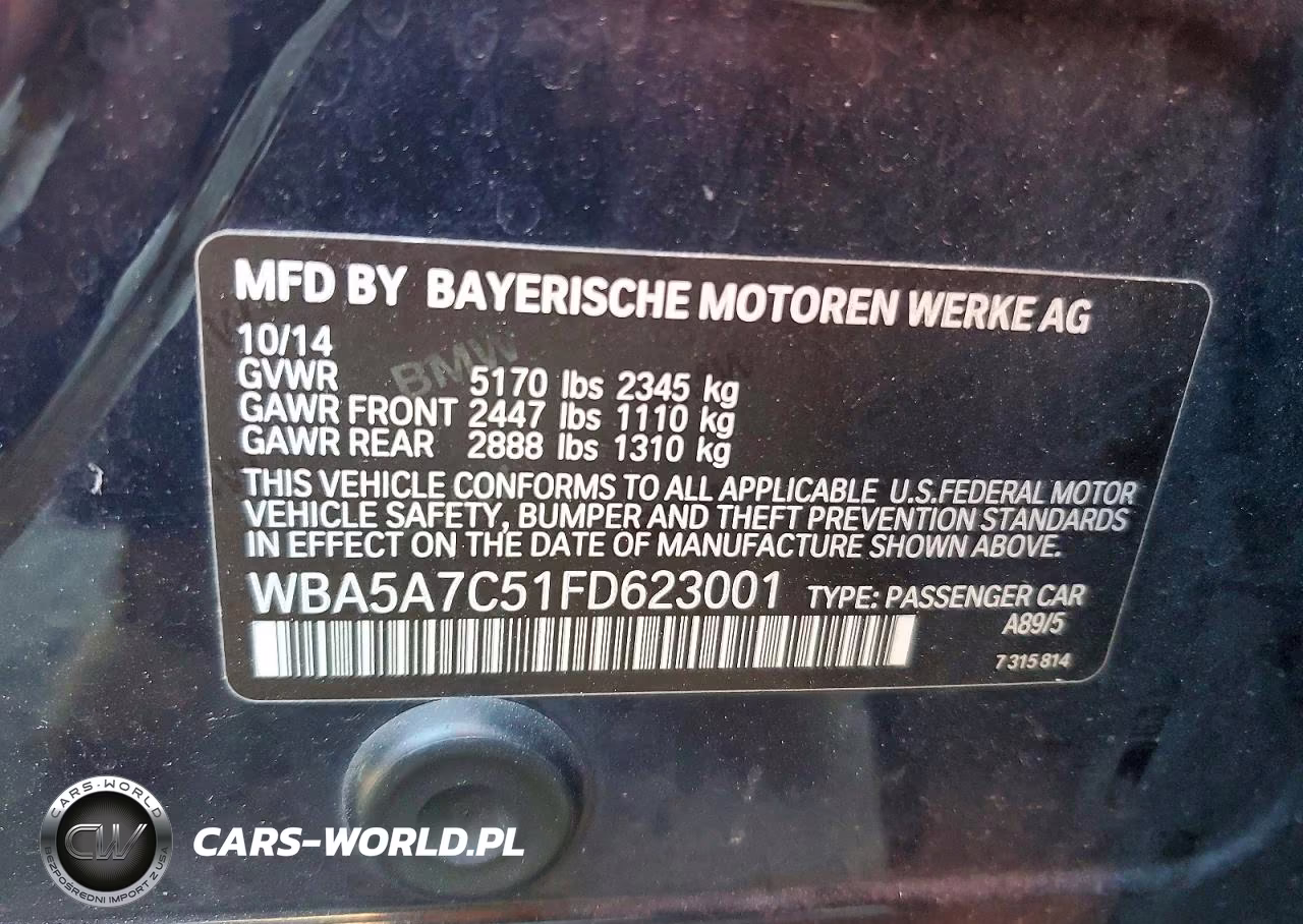 2015 BMW 528 Xi VIN:WBA5A7C51FD623001 - 12