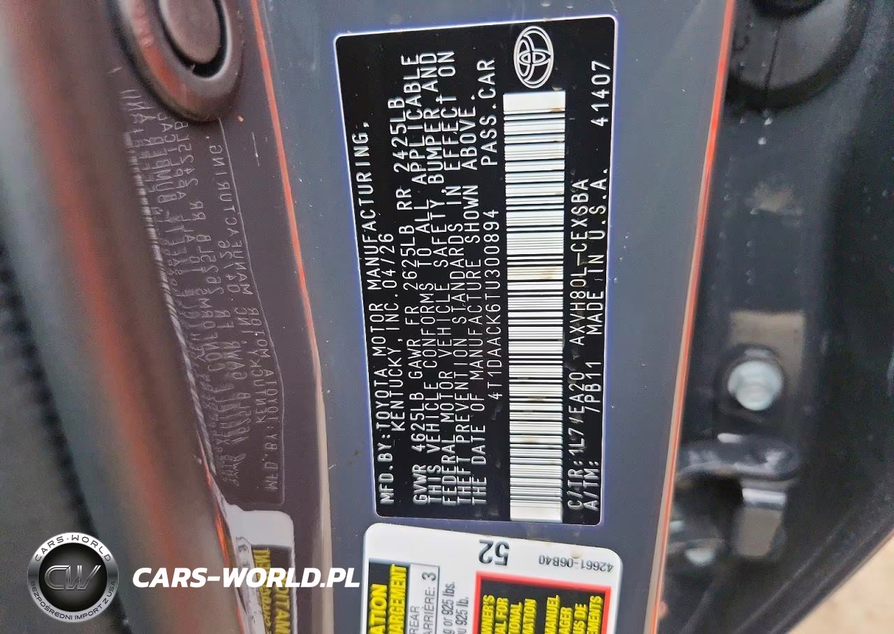 2026 Toyota Camry Se VIN:4T1DAACK6TU300894 - 12