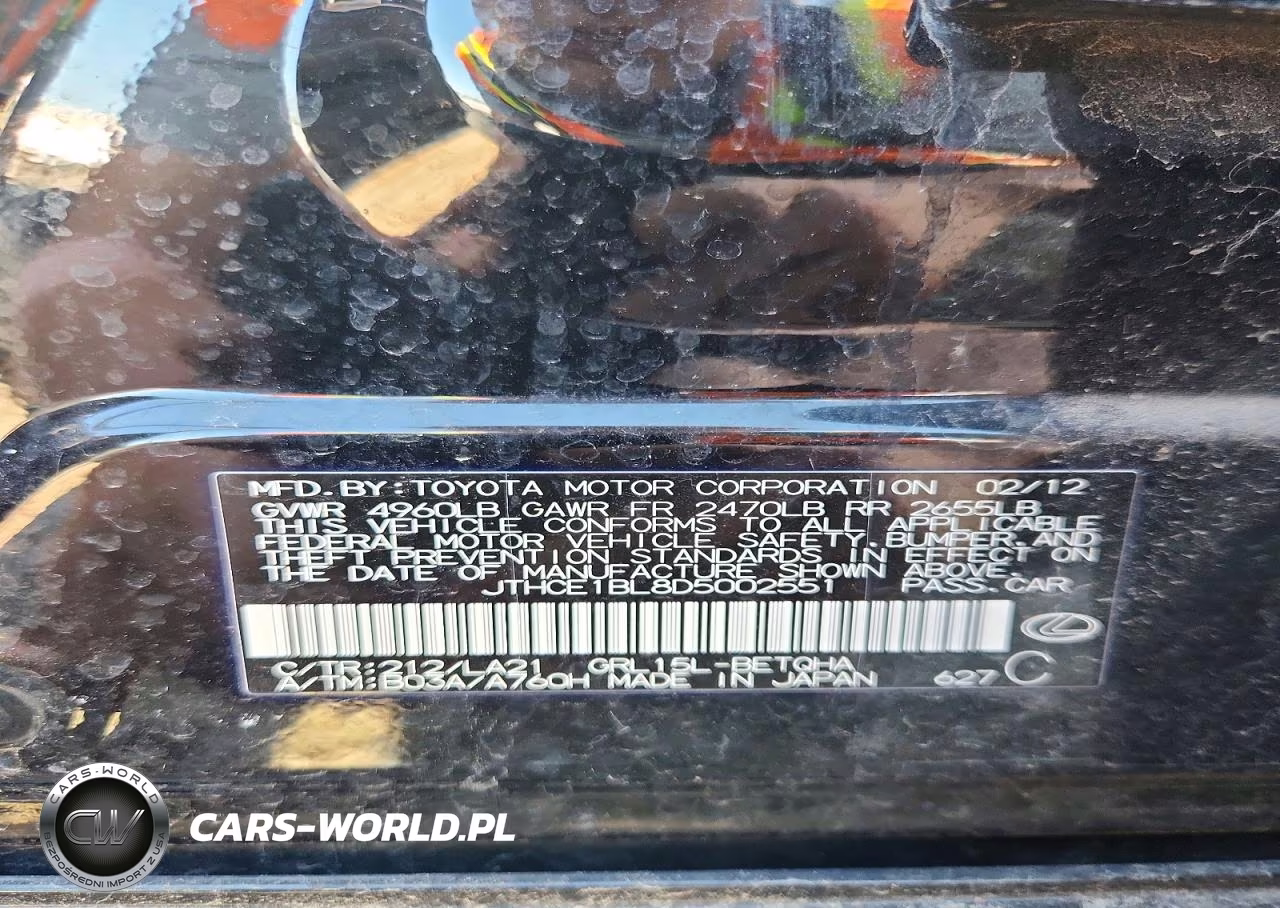 2013 Lexus Gs 350 VIN:JTHCE1BL8D5002551 - 12