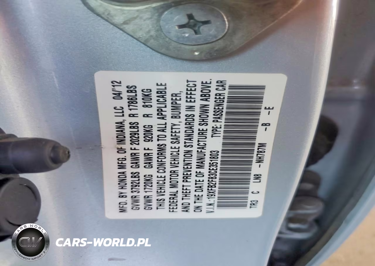 2012 Honda Civic Ex VIN:19XFB2F83CE351803 - 13