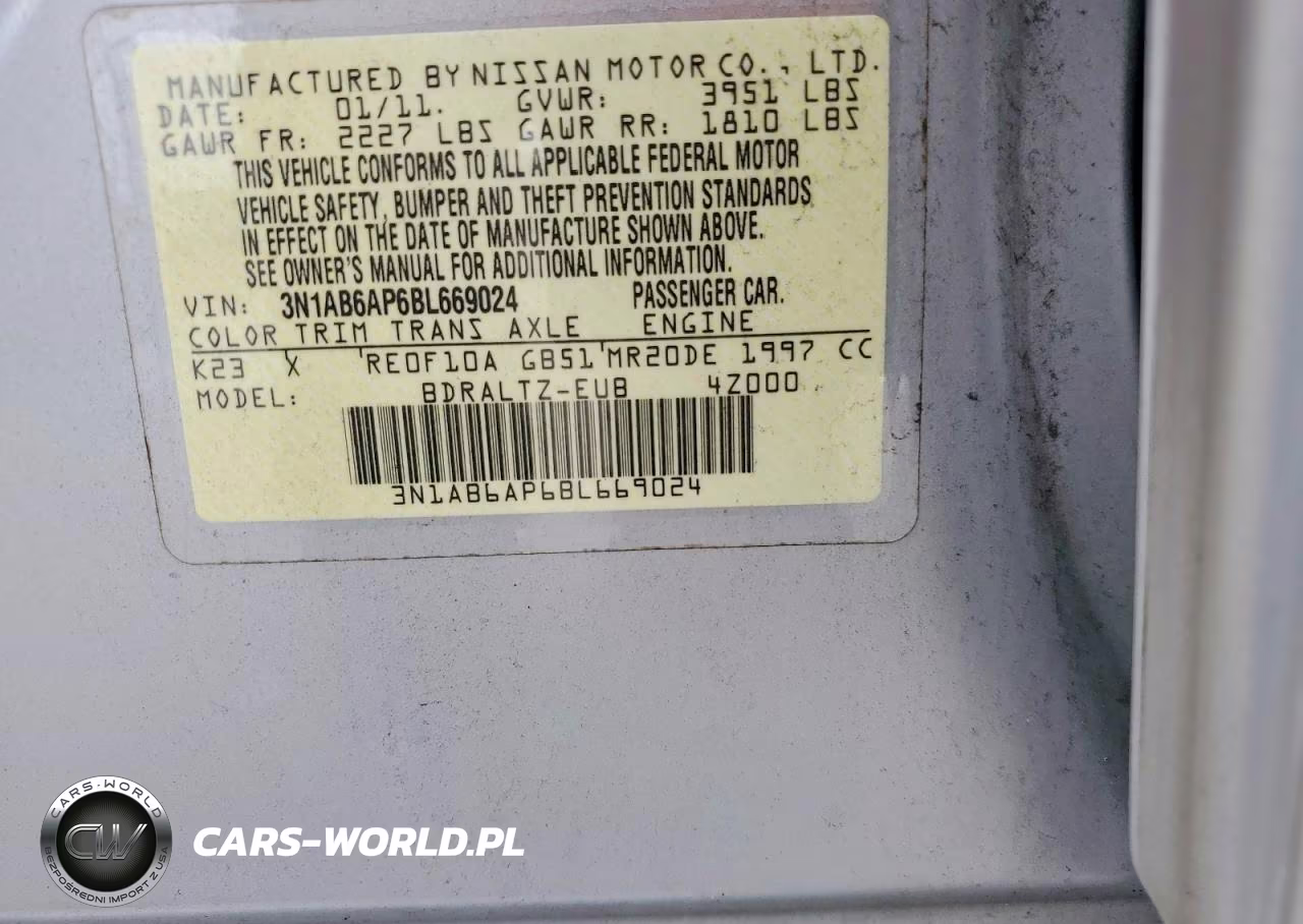2011 Nissan Sentra 2.0 VIN:3N1AB6AP6BL669024 - 13