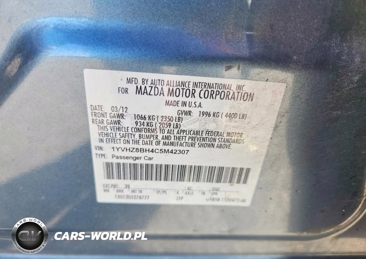 2012 Mazda 6 I VIN:1YVHZ8BH4C5M42307 - 12