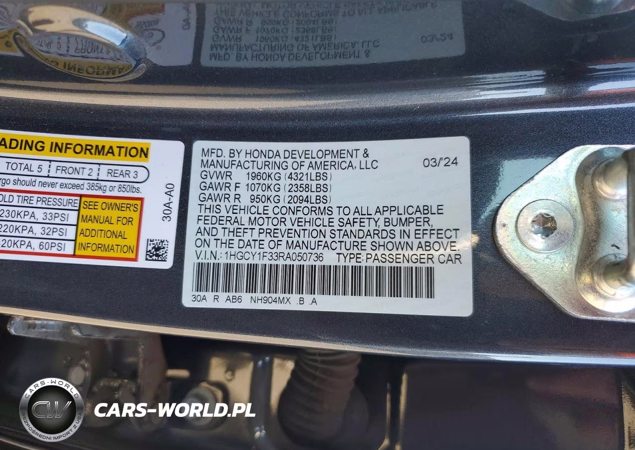 2024 Honda Accord Ex VIN:1HGCY1F33RA050736 - 12