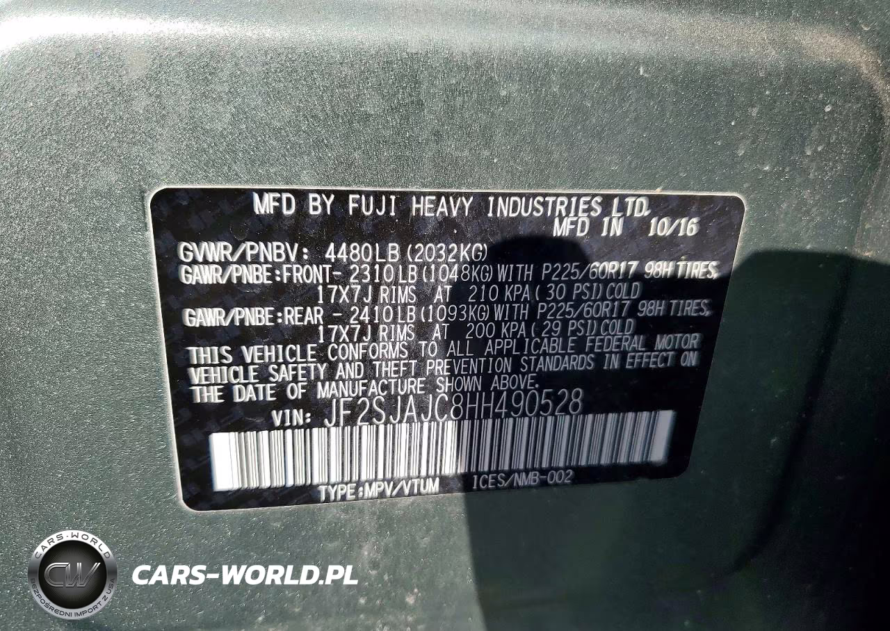 2017 Subaru Forester 2.5I Limited VIN:JF2SJAJC8HH490528 - 13