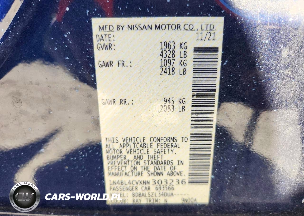2022 Nissan Altima Sr VIN:1N4BL4CVXNN303236 - 13