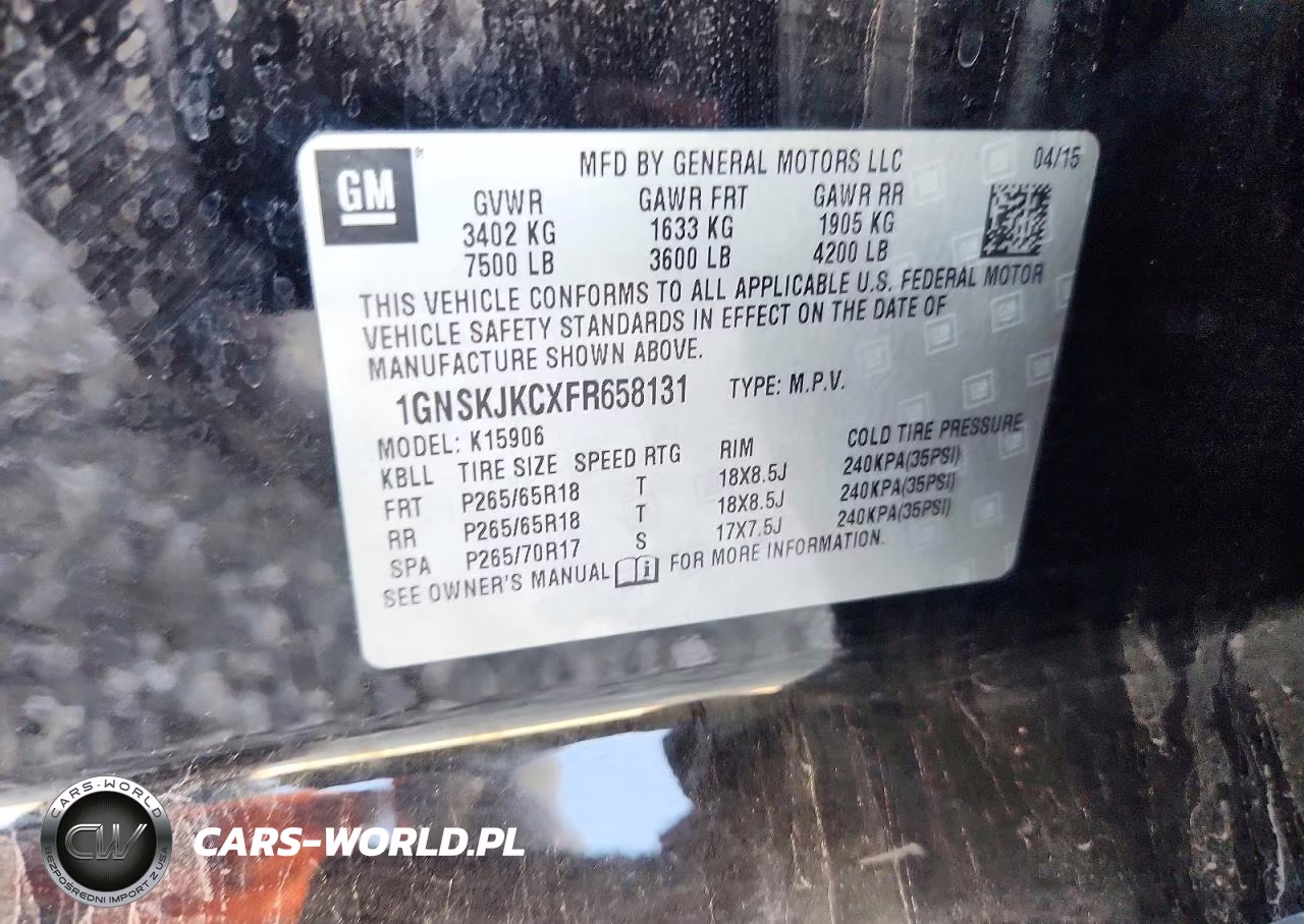 2015 Chevrolet Suburban K1500 Lt VIN:1GNSKJKCXFR658131 - 13