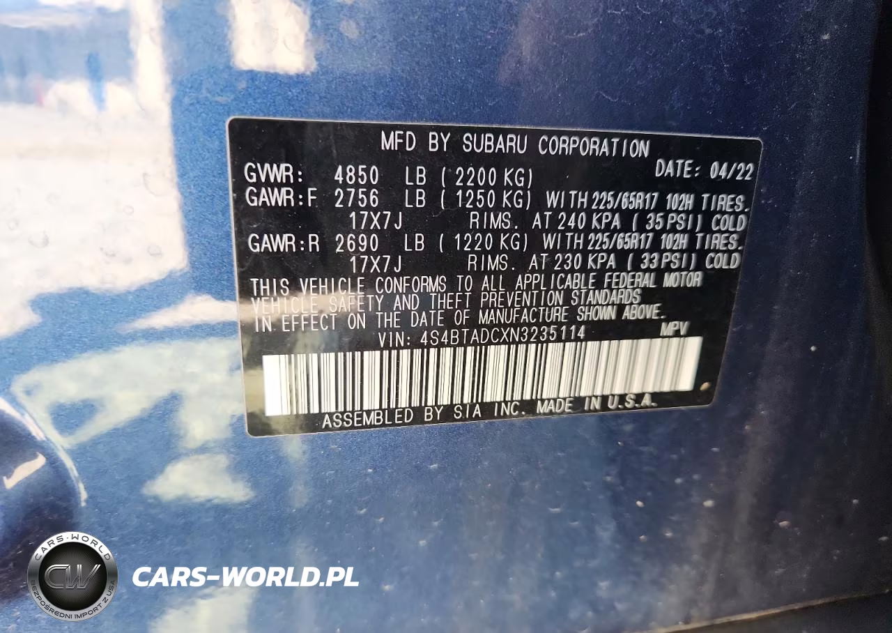 2022 Subaru Outback Premium VIN:4S4BTADCXN3235114 - 13