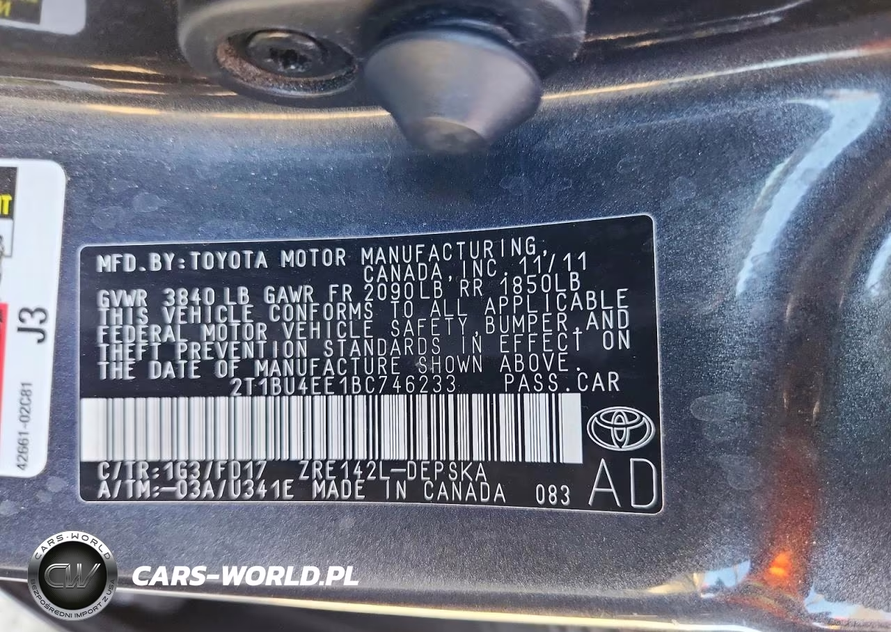 TOYOTA COROLLA BA VIN:2T1BU4EE1BC746233 - 12