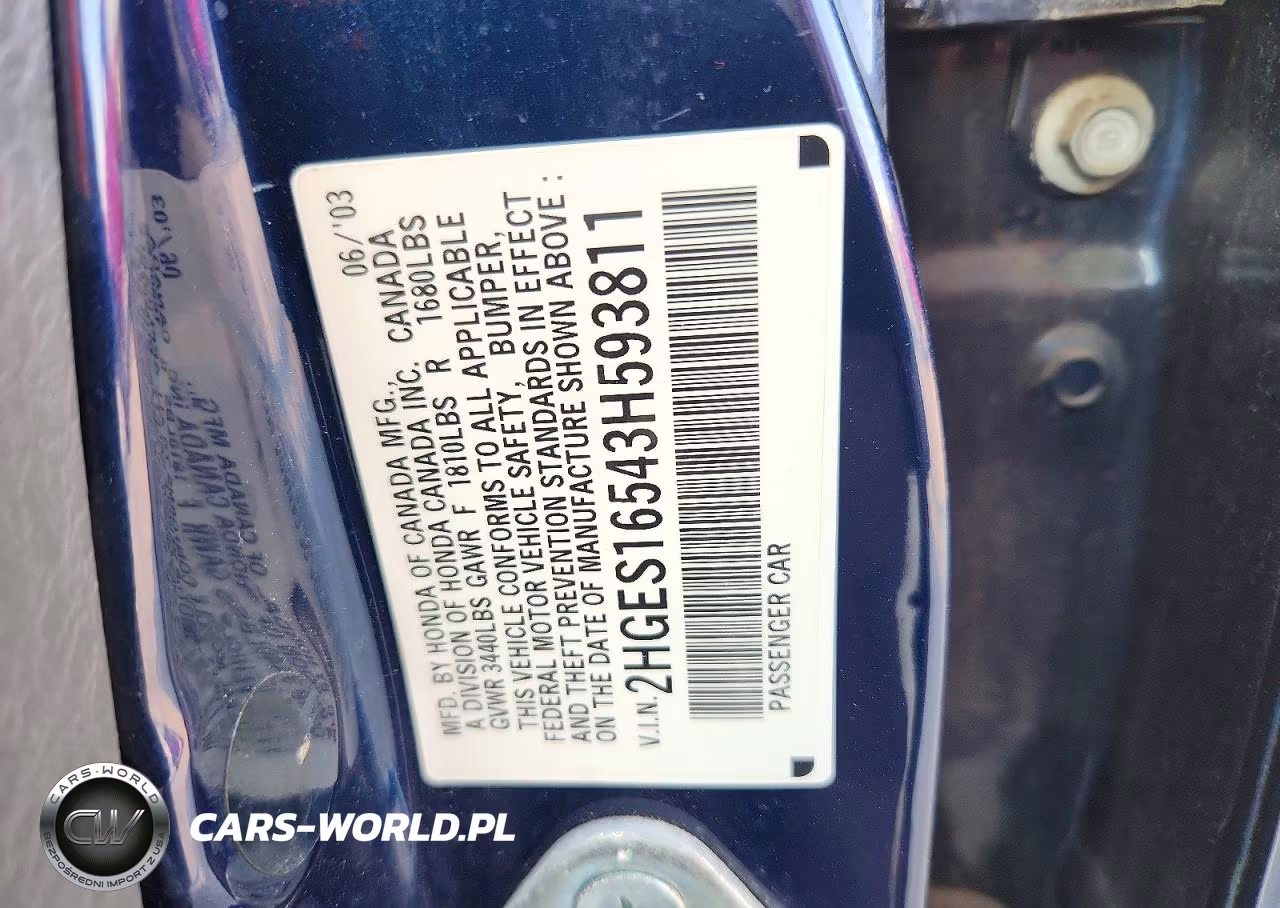 2003 Honda Civic Lx VIN:2HGES16543H593811 - 12